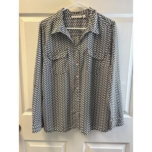 Notations Black And White Career Blouse Large